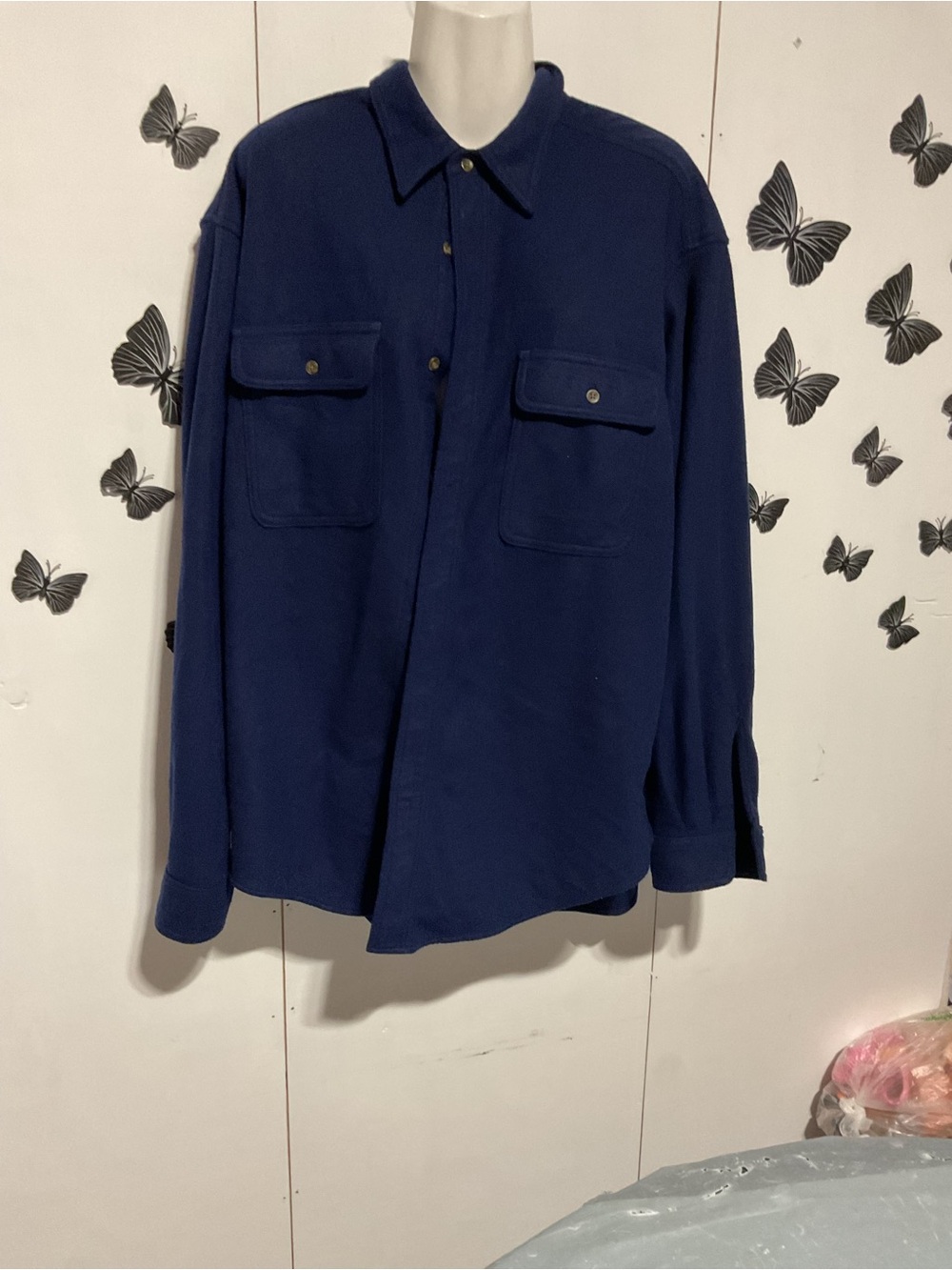Navy Button-Up Shirt Jacket - Picture 2 of 7